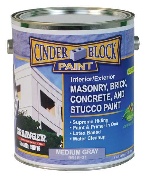 Exterior Paint, Flat, Water Base, Medium Gray, 1 gal
