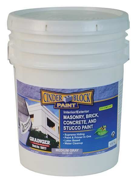 Exterior Paint, Flat, Water Base, Medium Gray, 5 gal