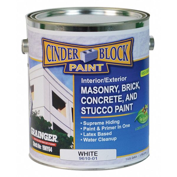 Exterior Paint, Flat, Water Base, White, 1 gal