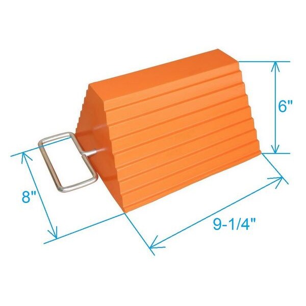 Wheel Chock, Rubber, W 9-1/4 In, H 6 In
