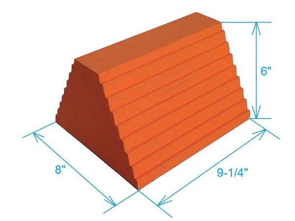 Wheel Chock, Urethane, W 9-1/4 In, H 6 In