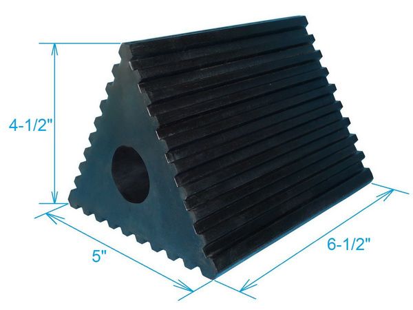 Wheel Chock, Rubber, W 6-1/2 In, H 4-1/2 In