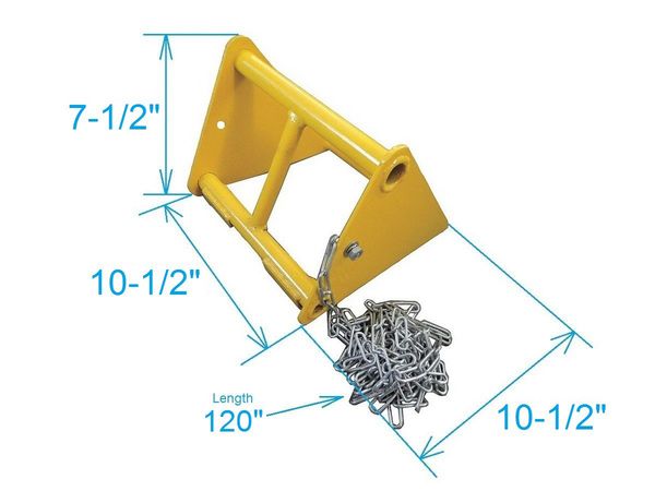 Wheel Chock, Steel, W 10-1/2 In, H 7-1/2 In