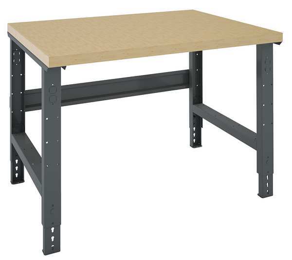 Bolted Workbench, Butcher Block, 48 in W, 27-7/8 in to 35-3/8 in Height, 4,000 lb, Straight
