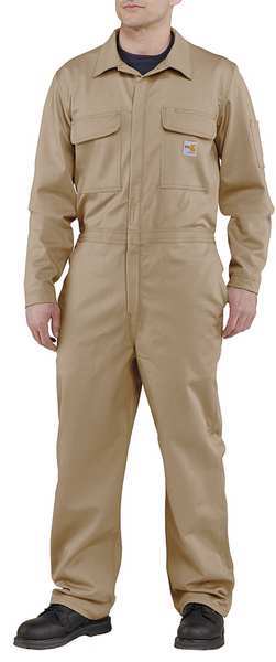 Carhartt Flame Resistant Coverall, Khaki, 56 Reg.