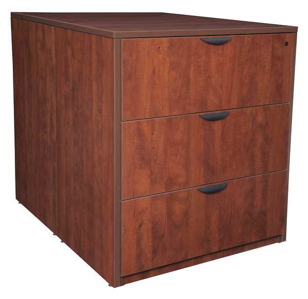 3 Drawer Combination File Cabinet, Cherry, Letter/Legal