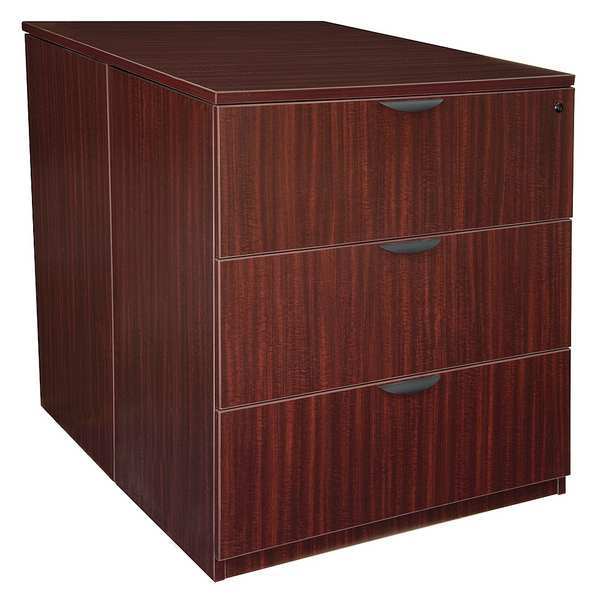 3 Drawer Combination File Cabinet, Mahogany, Letter/Legal