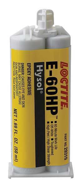 Epoxy Adhesive, E-60HP Series, Off-White, 2:01 Mix Ratio, 35 hr Functional Cure, Dual-Cartridge