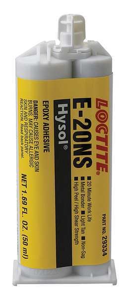 Epoxy Adhesive, E-20NS Series, Tan, 2:01 Mix Ratio, 25 hr Functional Cure, Dual-Cartridge