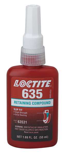 Retaining Compound, 635 Series, Green, Liquid, High Strength, 50ml Bottle