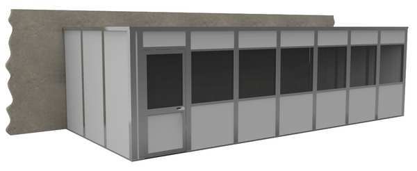3-Wall Modular In-Plant Office, 8 ft H, 28 ft W, 12 ft D, Gray