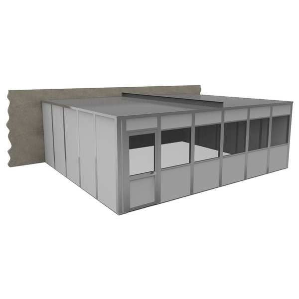 3-Wall Modular In-Plant Office, 8 ft H, 24 ft W, 20 ft D, Gray