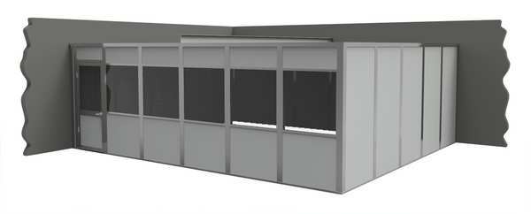 2-Wall Modular In-Plant Office, 8 ft H, 24 ft W, 20 ft D, Gray
