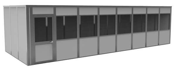 4-Wall Modular In-Plant Office, 8 ft H, 32 ft W, 12 ft D, Gray