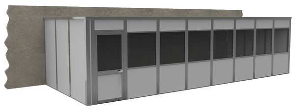 3-Wall Modular In-Plant Office, 8 ft H, 32 ft W, 12 ft D, Gray