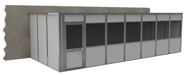 3-Wall Modular In-Plant Office, 8 ft H, 28 ft W, 12 ft D, Gray