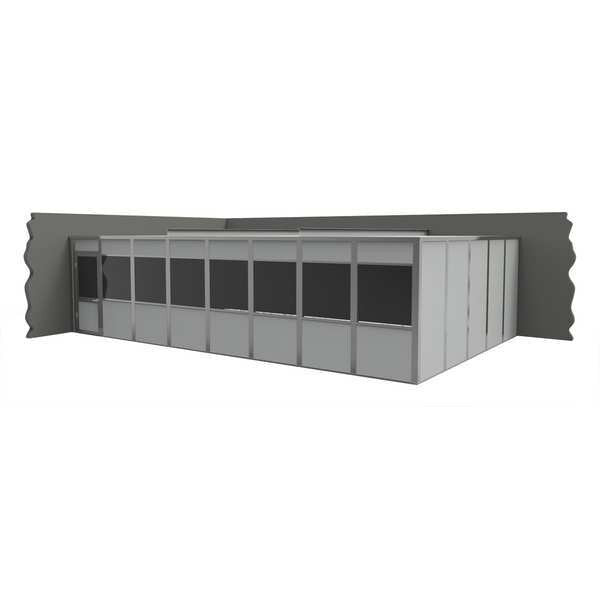 2-Wall Modular In-Plant Office, 8 ft H, 32 ft W, 20 ft D, Gray