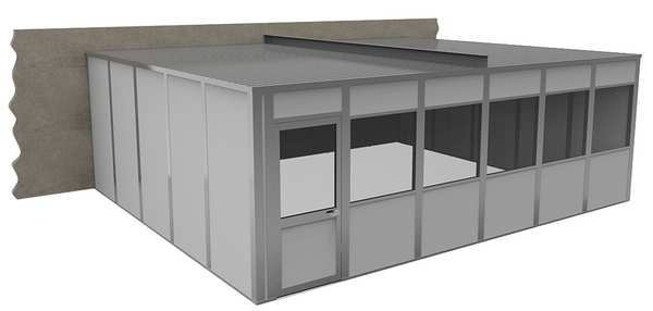 3-Wall Modular In-Plant Office, 8 ft H, 24 ft W, 20 ft D, Gray