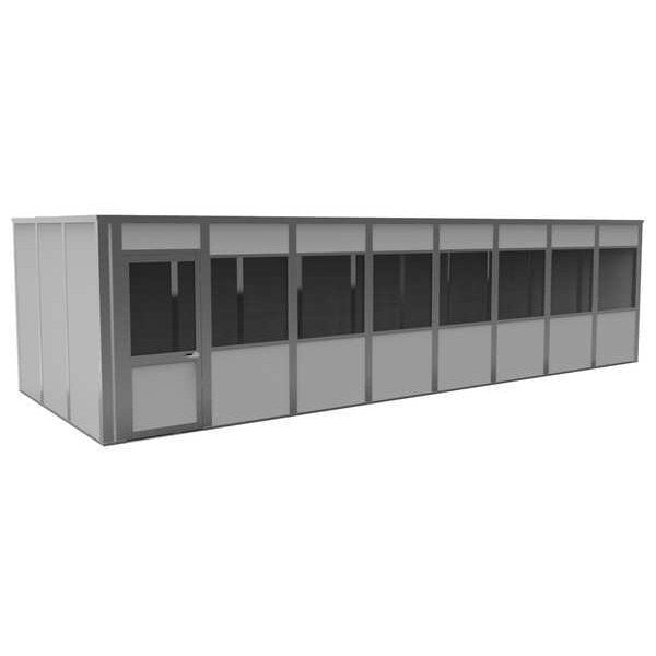 4-Wall Modular In-Plant Office, 8 ft H, 32 ft W, 12 ft D, Gray