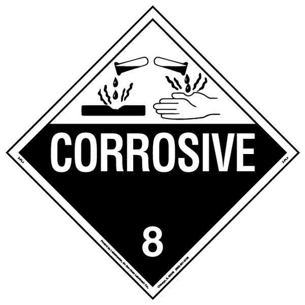 Placard, 10-3/4inx10-3/4in, Corrosive