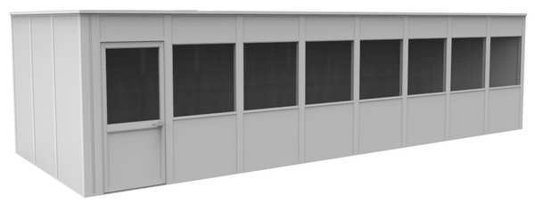 4-Wall Modular In-Plant Office, 8 ft H, 32 ft W, 12 ft D, White