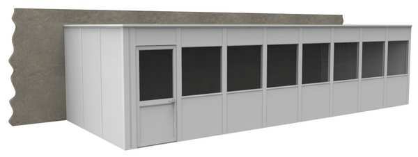 3-Wall Modular In-Plant Office, 8 ft H, 32 ft W, 12 ft D, White
