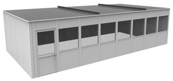 4-Wall Modular In-Plant Office, 8 ft H, 32 ft W, 16 ft D, White