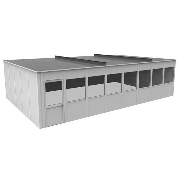 4-Wall Modular In-Plant Office, 8 ft H, 32 ft W, 20 ft D, White