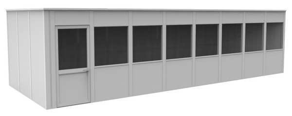 4-Wall Modular In-Plant Office, 8 ft H, 32 ft W, 12 ft D, White