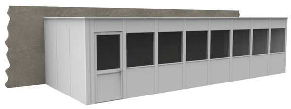 3-Wall Modular In-Plant Office, 8 ft H, 32 ft W, 12 ft D, White