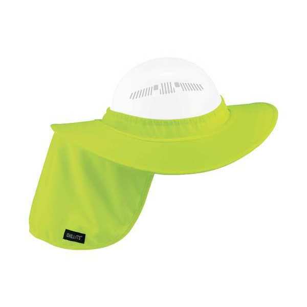 Hard Hat Brim And Neck Shade, Hi-Vis Lime, Sun Protection, Lightweight, Universal Fit