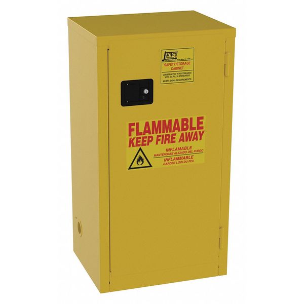 Flammable Safety Cabinet, 18 Gal., Yellow