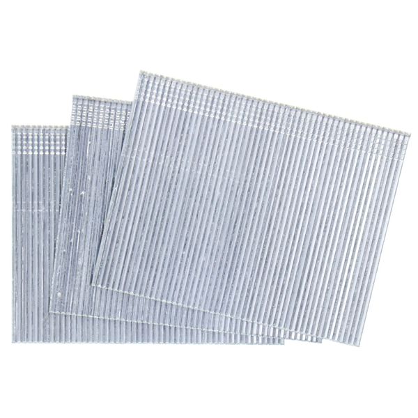 Collated Finishing Nail, 2-1/2 in L, 16 ga, Galvanized, T-Head Head, Straight, 2000 PK