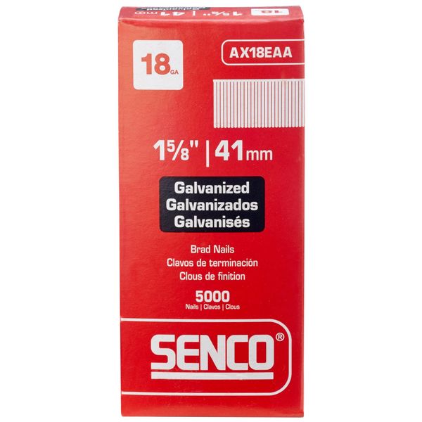 Collated Finishing Nail, 1-5/8 in L, 18 ga, Galvanized, Brad Head, Straight, 5000 PK