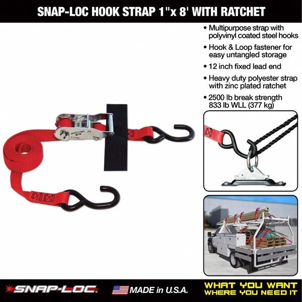 Cargo Strap, Ratchet, 8 ft., 833 lb.