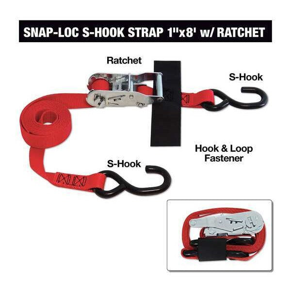 Cargo Strap, Ratchet, 8 ft., 833 lb.