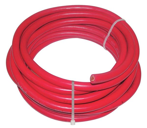 Welding Cable, 2 AWG, 25 ft., Red, Rubber