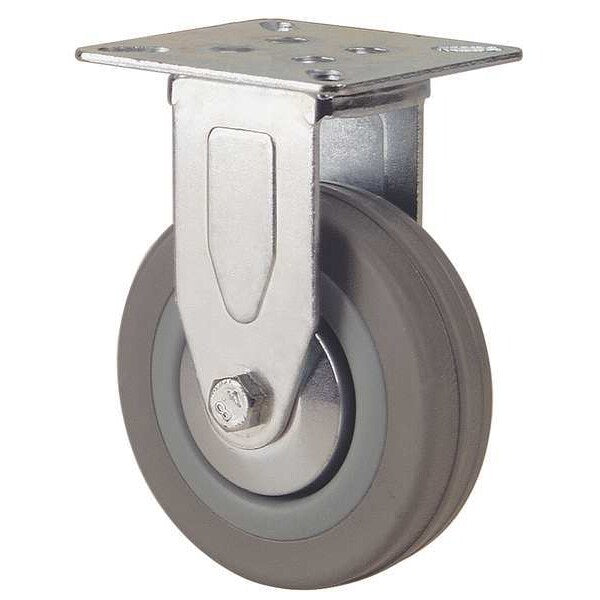 Plate Caster, Rigid, Rubber, 4 in., 176 lb.