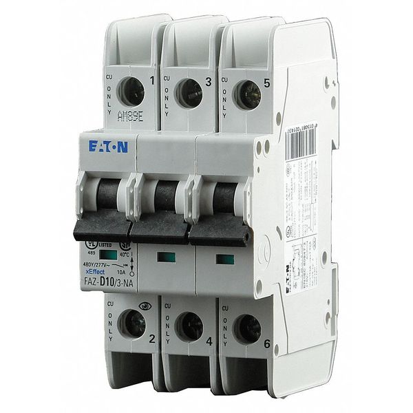 IEC Miniature Circuit Breaker, 35 A, 277/480V AC, 3 Pole, DIN Rail Mounting Style, FAZ-NA Series