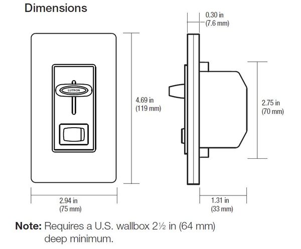 Lighting Dimmer, Rocker/Slide, Ivory