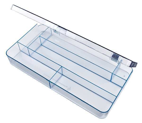 Compartment Box with 6 compartments, Plastic, 1 11/16 in H x 6-1/8 in W