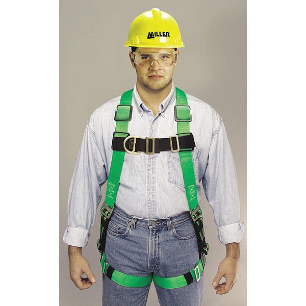 Full Body Harness, Vest Style, L/XL, Polyester, Green