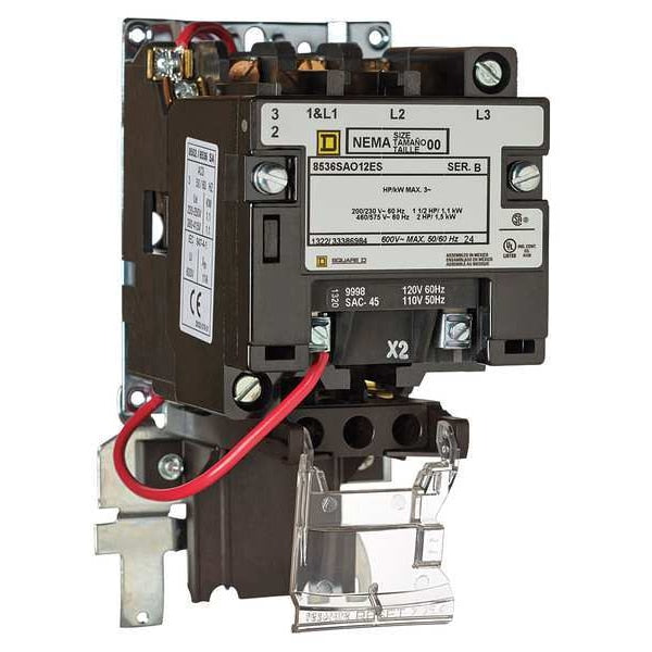 Nonreversing Magnetic Motor Starter, No Enclosure NEMA Rating, 120V AC, 3 Poles