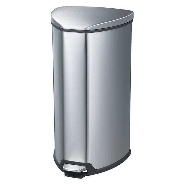 10 gal Half-Round Wastebasket, Stainless Steel, 14