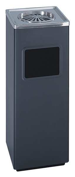 3 gal Square Wastebasket, Black, 9-1/2