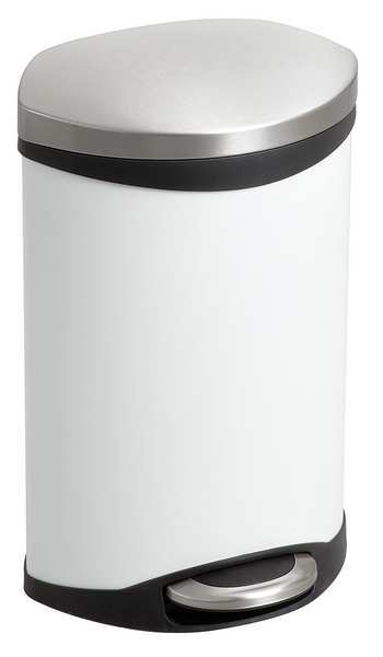 3 gal Oval Wastebasket, White, 12