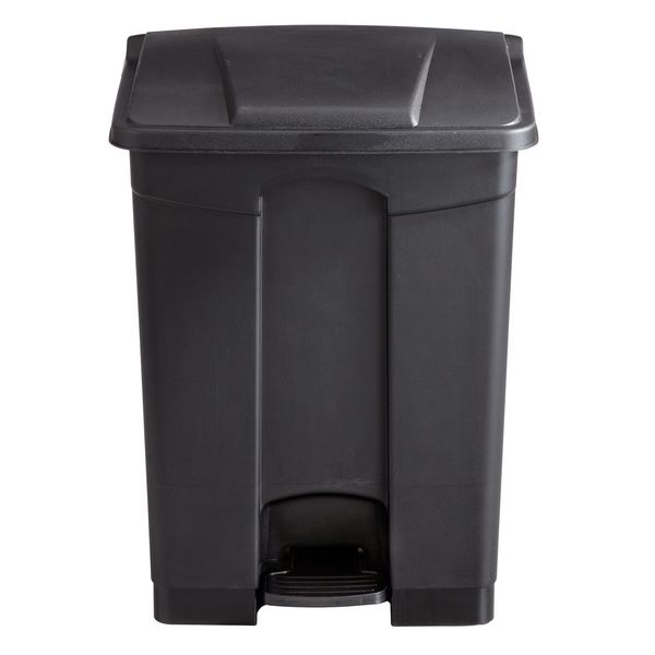17 gal Rectangular Trash Can, Black, 19-3/4