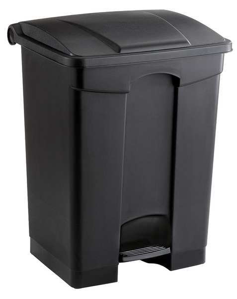 17 gal Rectangular Trash Can, Black, 19-3/4
