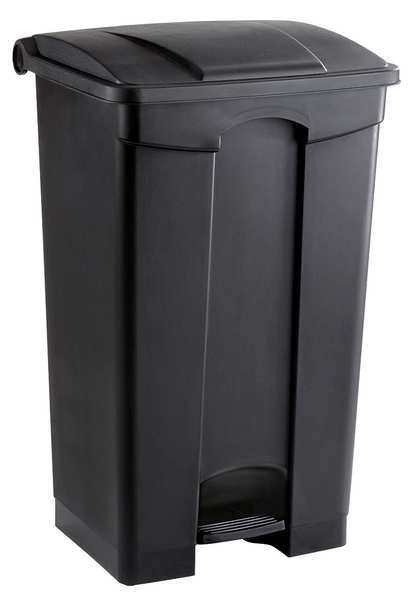 23 gal Rectangular Trash Can, Black, 19-3/4