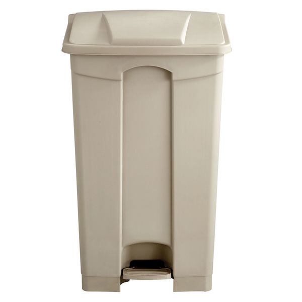23 gal Rectangular Trash Can, Tan, 19-1/2